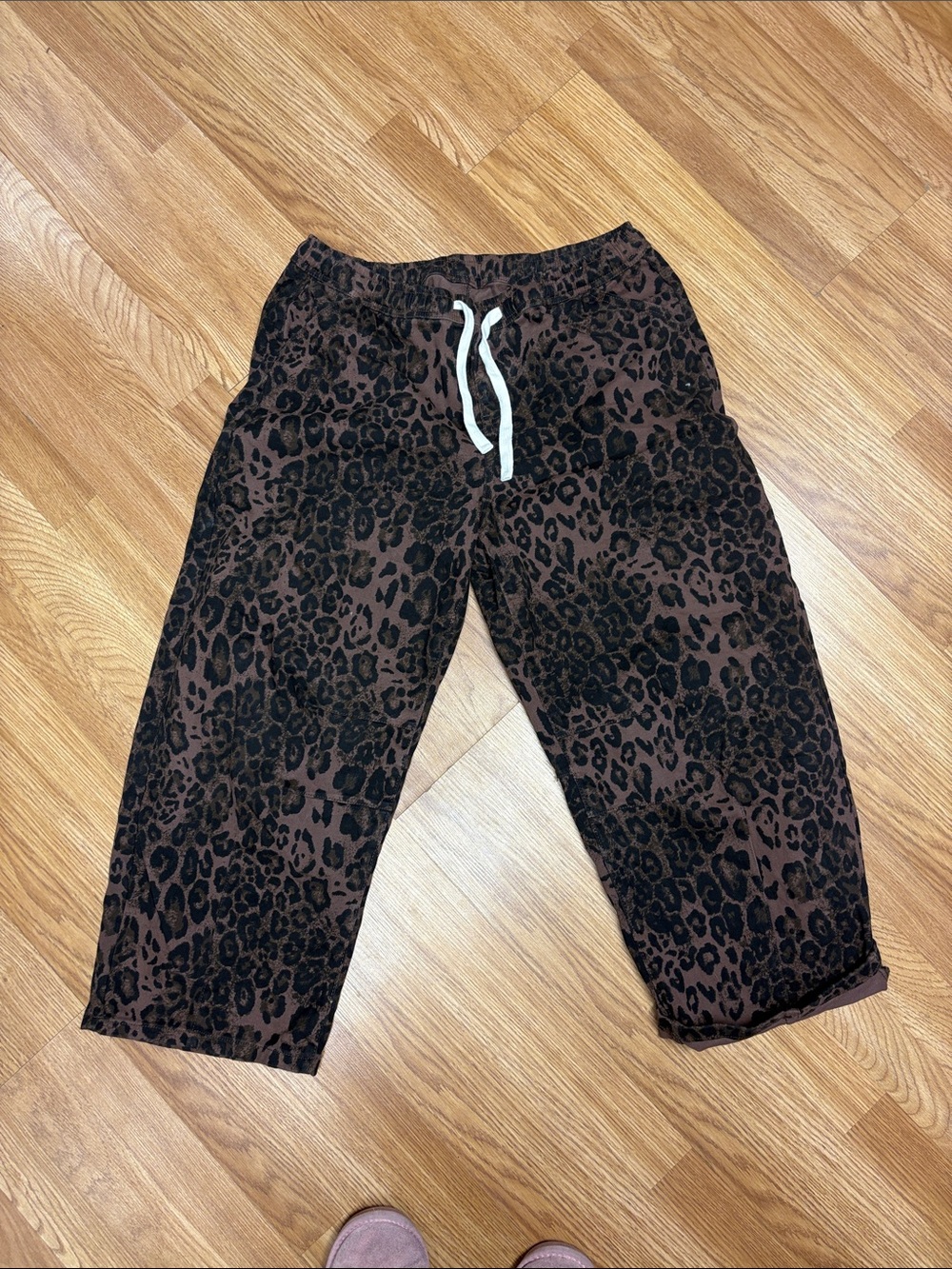 Women’s Night Brown Leopard Print Jogger Bottoms with Drawstring